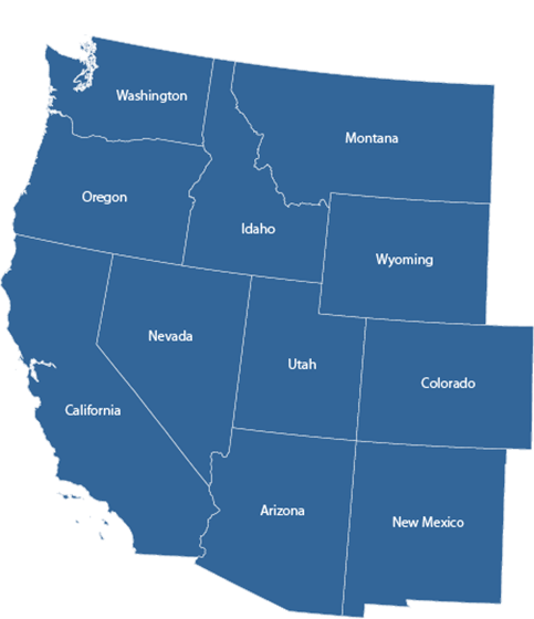 Western United States medical transportation service area map